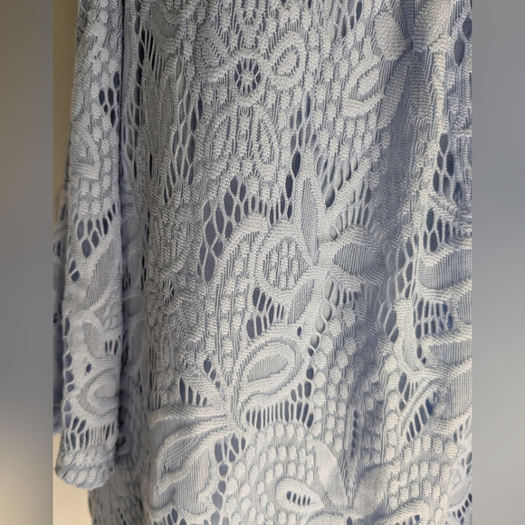 Alya Lacey Lavender Women's Blouse Sz L Top Off Shoulder Strappy B-3 - Picture 3 of 11